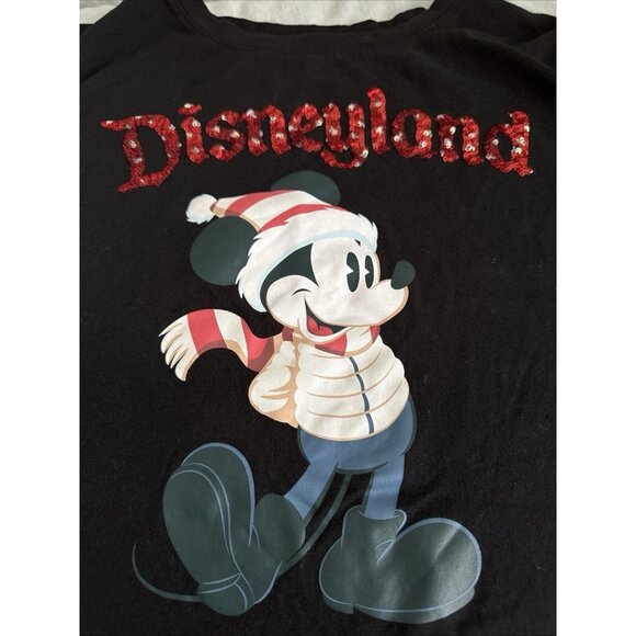 Disneyland Mickey Mouse Sequin T-Shirt XL Black - Picture 2 of 4